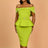 AOMEIDRESS Elegant Luxury Wedding Guest Dress Shiny Beaded Slash Neck Green / S