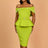 AOMEIDRESS Elegant Luxury Wedding Guest Dress Shiny Beaded Slash Neck Green / S