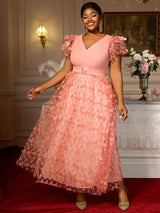 AOMEIDRESS Elegant Maxi A Line Party Dress 3D Butterfly Waist Belt