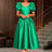 AOMEIDRESS Elegant Maxi A Line Puff Sleeve Dress For Wedding Guest Green / S