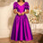 AOMEIDRESS Elegant Maxi A Line Puff Sleeve Dress For Wedding Guest Purple / S