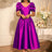 AOMEIDRESS Elegant Maxi A Line Puff Sleeve Dress For Wedding Guest Purple / S
