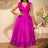 AOMEIDRESS Elegant Maxi A Line V Neck Dress With Bow For Wedding Guest Rose / S