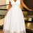 AOMEIDRESS Elegant Maxi A Line V Neck Dress With Bow For Wedding Guest - White / S