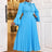 AOMEIDRESS Elegant Maxi Church Dress with Pleat Lace Stand Collar