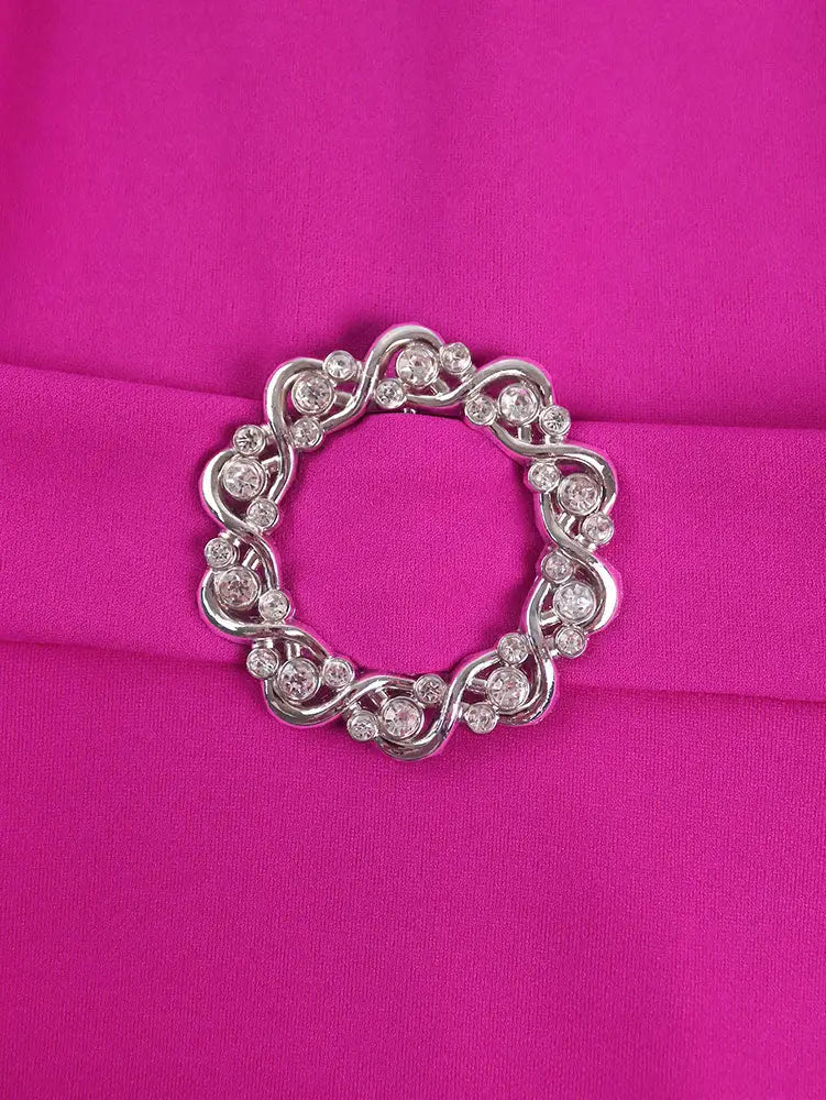 AOMEIDRESS Elegant Maxi Color Block Dress With Waist Belt for Party