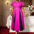 AOMEIDRESS Elegant Maxi Color Block Dress With Waist Belt for Party Rose / S