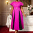 AOMEIDRESS Elegant Maxi Color Block Dress With Waist Belt for Party Rose / S