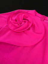 AOMEIDRESS Elegant Maxi Package Hip Party Dress With 3D Flower O Neck