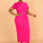 AOMEIDRESS Elegant Maxi Package Hip Party Dress With 3D Flower O Neck Rose / S