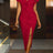 AOMEIDRESS Elegant Maxi Ruffle Dress With 3D Flower for Party Wedding Red / S