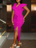 AOMEIDRESS Elegant Maxi Ruffle Dress With 3D Flower for Party Wedding Rose / S