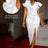 AOMEIDRESS Elegant Maxi Ruffle Dress With 3D Flower for Party Wedding White / S