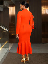 AOMEIDRESS Elegant Mermaid Dress O Neck Ruffles Events Party Gowns