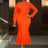 AOMEIDRESS Elegant Mermaid Dress O Neck Ruffles Events Party Gowns Orange / L