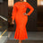 AOMEIDRESS Elegant Mermaid Dress O Neck Ruffles Events Party Gowns Orange / L