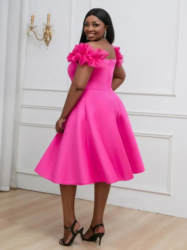chic mesh patchwork ruffles dress