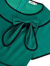 AOMEIDRESS Elegant Midi A Line Church Dress O Neck With Bow Pleated