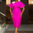 AOMEIDRESS Elegant Midi Beading Feather Cape Dress for Wedding Guest Rose / S