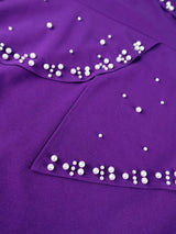 AOMEIDRESS Elegant Midi Beading Peplum Dress for Party Wedding Guest