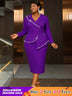 AOMEIDRESS Elegant Midi Beading Peplum Dress for Party Wedding Guest DarkPurple / S