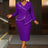 AOMEIDRESS Elegant Midi Beading Peplum Dress for Party Wedding Guest DarkPurple / S