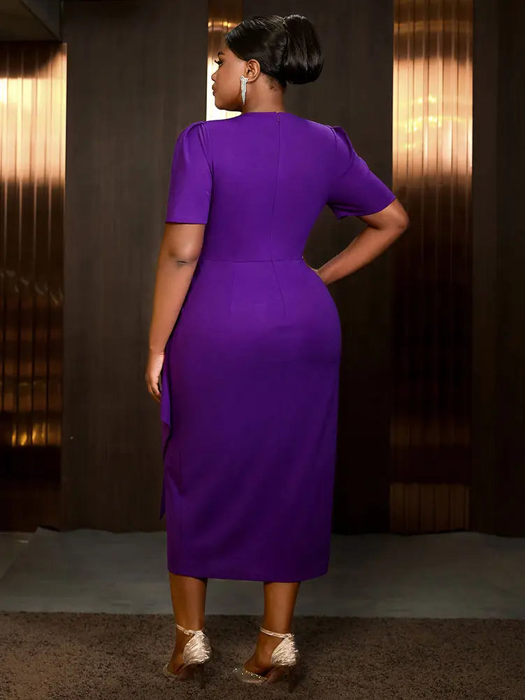 AOMEIDRESS Elegant Midi Package Hip Wedding Guests Dresses 3D Flower