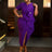 AOMEIDRESS Elegant Midi Package Hip Wedding Guests Dresses 3D Flower Purple / S