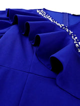 AOMEIDRESS Elegant Midi Ruffle Dress With Beading for Party Wedding