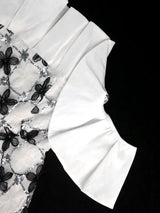 AOMEIDRESS Elegant Off Shoulder Dress Ruffle Neck Mesh Sequin Overlay