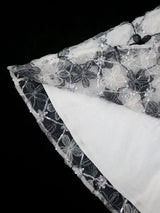 AOMEIDRESS Elegant Off Shoulder Dress Ruffle Neck Mesh Sequin Overlay