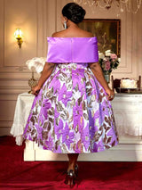 AOMEIDRESS Elegant One Shoulder A Line Purple Party Dress for Women