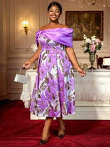 AOMEIDRESS Elegant One Shoulder A Line Purple Party Dress for Women