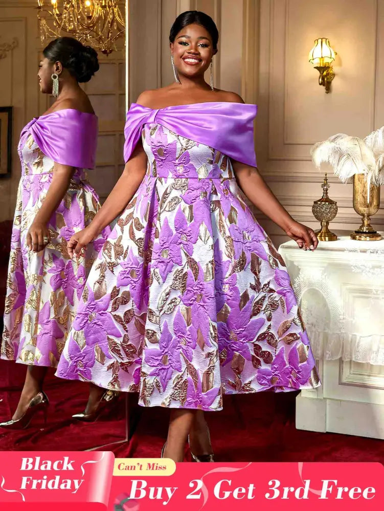 AOMEIDRESS Elegant One Shoulder A Line Purple Party Dress for Women Purple / S