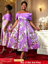 AOMEIDRESS Elegant One Shoulder A Line Purple Party Dress for Women Purple / S