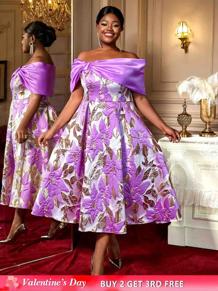 AOMEIDRESS Elegant One Shoulder A Line Purple Party Dress for Women Purple / S