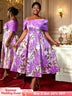 AOMEIDRESS Elegant One Shoulder A Line Purple Party Dress for Women Purple / S