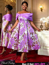 AOMEIDRESS Elegant One Shoulder A Line Purple Party Dress for Women Purple / S