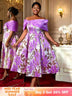 AOMEIDRESS Elegant One Shoulder A Line Purple Party Dress for Women Purple / S
