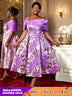 AOMEIDRESS Elegant One Shoulder A Line Purple Party Dress for Women Purple / S