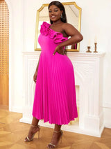 high waist pleated elegant dress