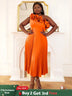 AOMEIDRESS Elegant One Shoulder Ruffle Pleated A Line Party Dress Orange / S