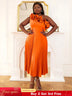 AOMEIDRESS Elegant One Shoulder Ruffle Pleated A Line Party Dress Orange / S