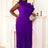AOMEIDRESS Elegant One Shoulder Ruffle Pleated A Line Party Dress Purple / S
