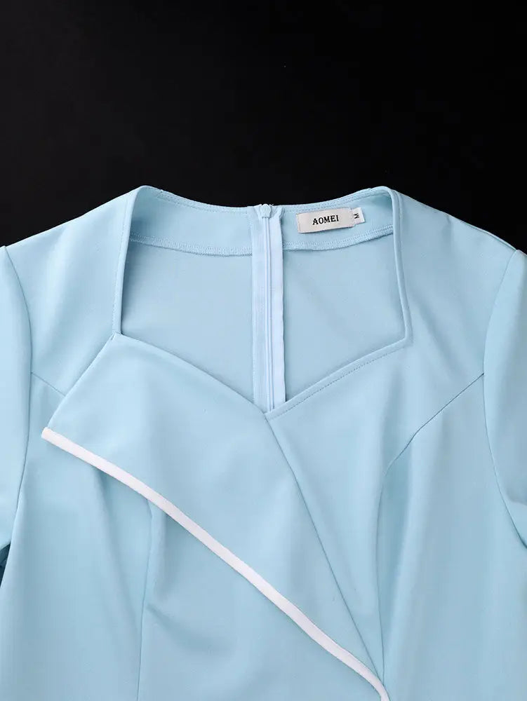 AOMEIDRESS Elegant Package Hip Dress Sweetheart Neck Flare Sleeves