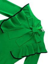 AOMEIDRESS Elegant Package Hip Ruffle Dress With Bow Slit For Party