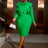 AOMEIDRESS Elegant Package Hip Ruffle Dress With Bow Slit For Party Green / S