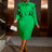 AOMEIDRESS Elegant Package Hip Ruffle Dress With Bow Slit For Party Green / S