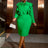 AOMEIDRESS Elegant Package Hip Ruffle Dress With Bow Slit For Party Green / S