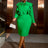 AOMEIDRESS Elegant Package Hip Ruffle Dress With Bow Slit For Party Green / S